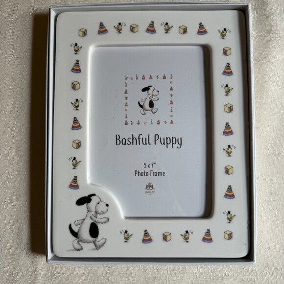 Jellycat Bashful Puppy Photo Frame 5 x 7 Ceramic Dog Baby Gift - Picture 3 of 7